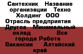 Сантехник › Название организации ­ Техно-Холдинг, ООО › Отрасль предприятия ­ Другое › Минимальный оклад ­ 40 000 - Все города Работа » Вакансии   . Алтайский край